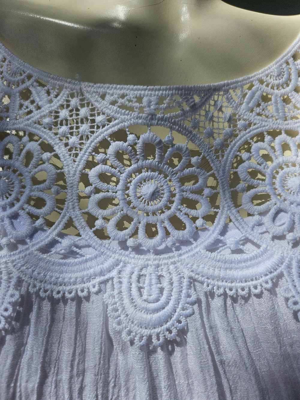 Olive Hill Crochet Lace Yoke White Long-Sleeve Blouse With Tank Top Liner M - Picture 10 of 13